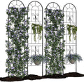 4 Pack Fence Panels 55 Tall Black Iron Garden Fence with Scroll Design Rustproof Outdoor Barrier for Small Yard Patio Decor &amp Plant Trellis