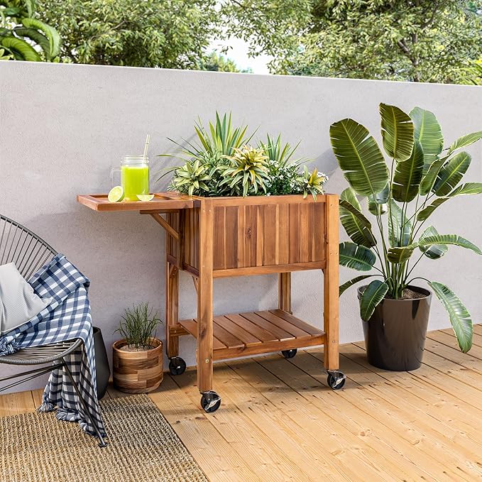 Seville Classics Acacia Wood Raised Garden Bed Planter
