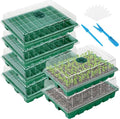 Elcoho 6 Pack Seed Starter Tray Kit 40 Cells Seedling Trays with Humidity Dome and Base Mini Propagator Plant Nursery Pots Total 240 Cells for Greenhouse Plants Growing Green