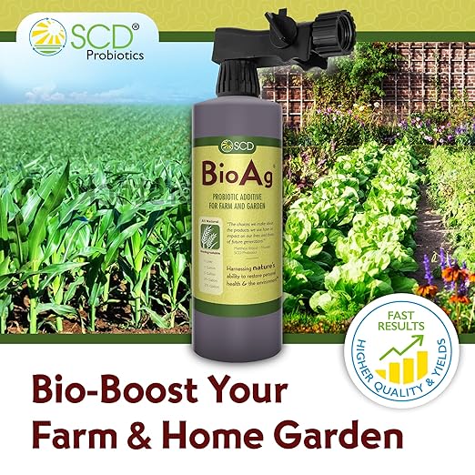 SCD BioAg – Organic Lawn and Garden Soil Microbes with 12 Probiotic Strains Live Super Concentrate of Liquid Microorganisms Chemical-Free Soil Revitalizer Yard &amp Lawn Treatment (1 Liter w/Spray