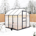 6×6FT Polycarbonate Greenhouse for Outdoors Large Walk in Green House Kit and Winter Garden Planting Enhanced Aluminum Green Houses for Outside to Protect Vegetables or Plants