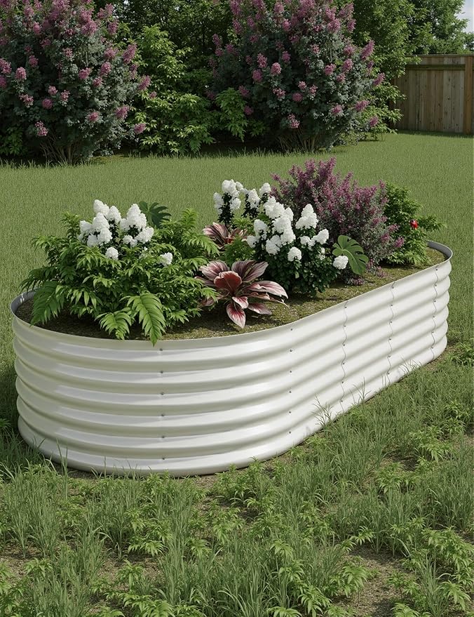 2Pcs 8x4x1.5ft Raised Garden BedGalvanized Raised Planter Boxes Outdoor with Easy Assembly Large Garden Bed for Vegetables Fruits FlowerRaised Garden BedBeige