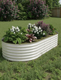 2Pcs 8x4x1.5ft Raised Garden BedGalvanized Raised Planter Boxes Outdoor with Easy Assembly Large Garden Bed for Vegetables Fruits FlowerRaised Garden BedBeige