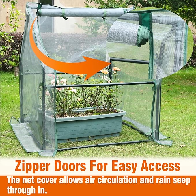 Gardzen Mini Greenhouse with Mesh Cover Portable Outdoor Greenhouse Enhanced Ventilation Ideal for Spring Summer &amp Fall 36.2(L) x36.2(W) x42.5(H)