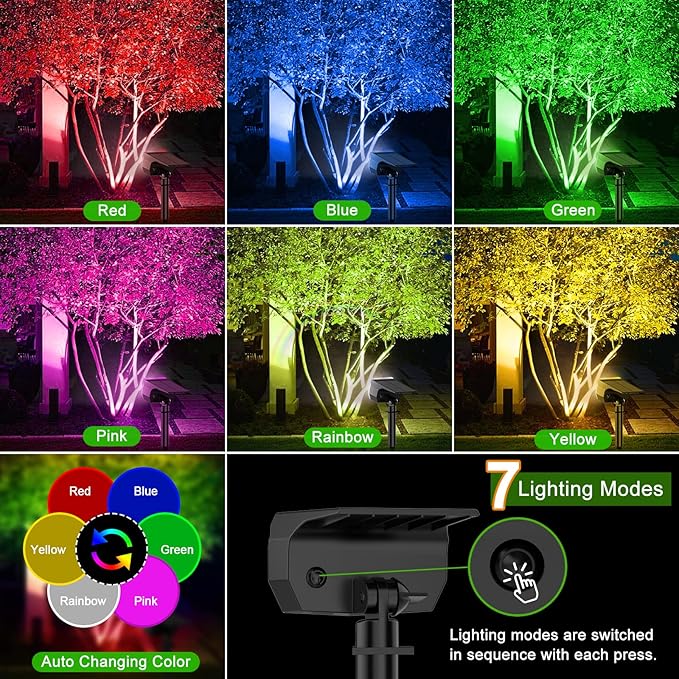 Color Changing Solar Spot Lights Outdoor 8 Pack&amp Solar Spot Lights Outdoor 8 Pack 57 LED Warm White