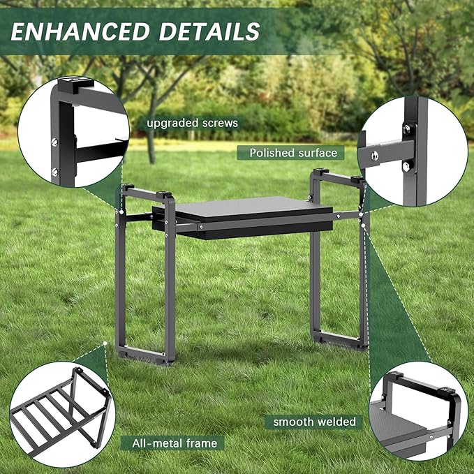 FLINTER Garden Kneeler and Seat 10.2 Wider Heavy Duty Thick Gardening Bench for Kneeling and Seat - Multifunctional Kneeler Bench Gardening Gifts for Women Seniors Grandparents Black