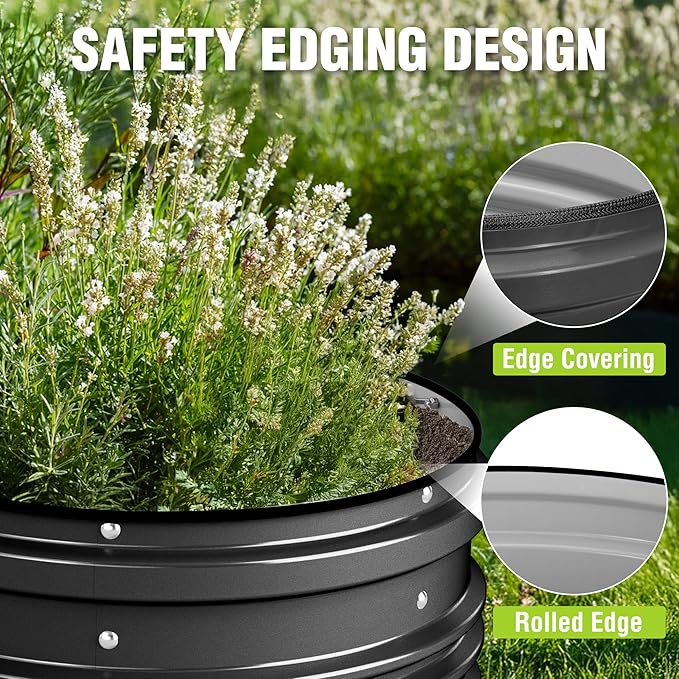 WORKPRO 3PK 2x2x1ft Outdoor Galvanized Raised Garden Bed Kit Rust &amp Corrosion Protection Easy Assembly Safe Edge Ideal for Vegetables &amp Flowers Black