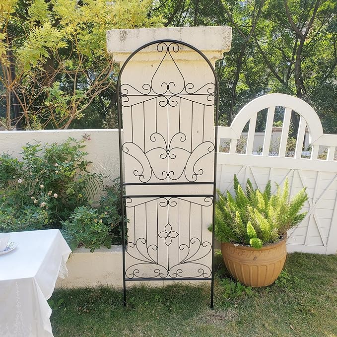 Trellis for Climbing Plants 70.8 H x 24.5 W Metal Iron Outdoor Wall Panel for Vines Flowers Elegant Garden Accent Decorative Structure 1 Pack
