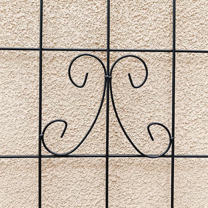 2 Pack Garden Trellises with Black Metal Coating Trellis for Climbing Plants Outdoor Roses Vegetables Vines Cucumbers-19.7×71 inches.
