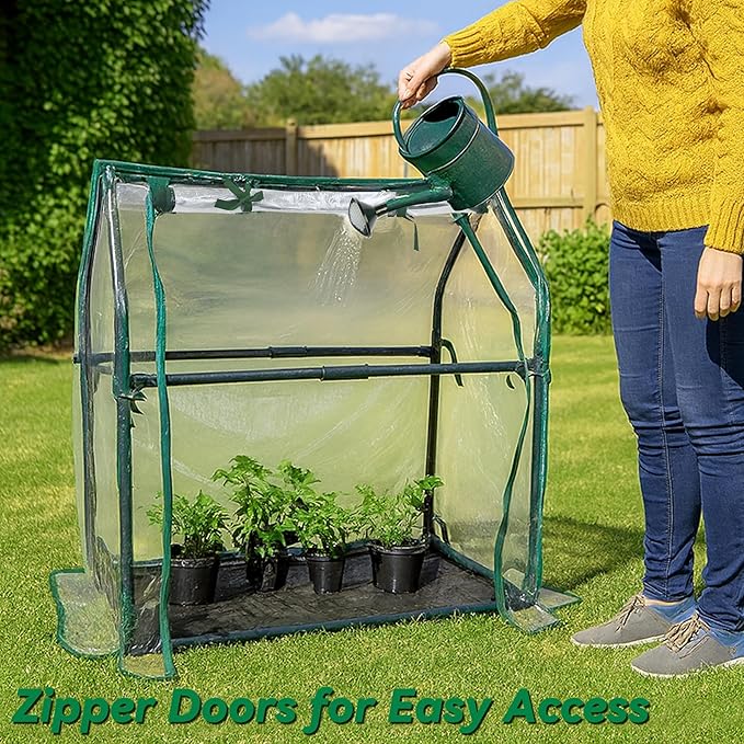 Gardzen Mini Greenhouse with Waterproof Base Indoor/Outdoor Tabletop Greenhouse for Seed Starting Plant Protection Gardening &amp Winter Shelter 36.2(L) x18.9(W) x33.3(H)