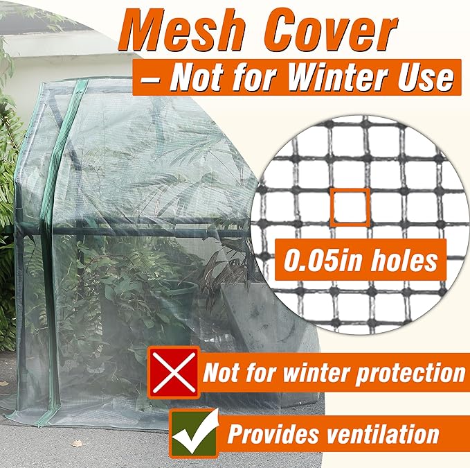 Gardzen Mini Greenhouse with Mesh Cover Portable Outdoor Greenhouse Enhanced Ventilation Ideal for Spring Summer &amp Fall 36.2(L) x36.2(W) x59.5(H)