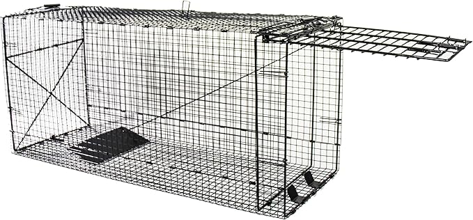Humane Way Folding 50 Inch Live Humane Animal Trap - Safe Traps for All Animals - Dogs Raccoons Cats Groundhogs Opossums Coyote Bobcat - 50x20x26