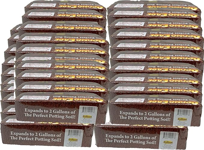 Coco Coir Brick Makes 2 gals Potting Soil for seedlings Rooting Vegetables Berries Roses Orchids House Plants hydroponics Worm Farms Animal Bedding (20 Pack)