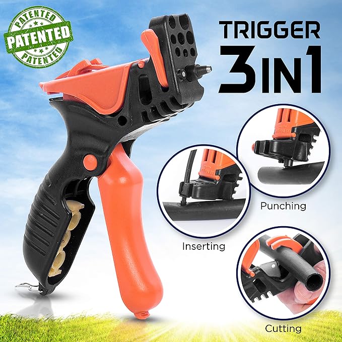 AL-MAGOR Trigger TR-3 3 in 1 Garden Drip Irrigation Hole Punch Tool Multitask Punching Cutting Inserting Drip Irrigation Tool 3mm Punch Tip Blade for Cutting Insertion Tool for Dripper 350030-P
