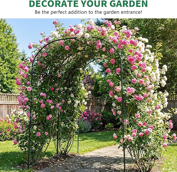 SUNYRISY Garden Arch Trellis for Climbing Plants Outdoor 71 x 47 x 83 Metal Core Tall Archway Tunnel Plant Support for Cucumber Tomato Vine Flowers Vegetables Climbing Plants