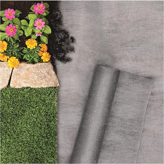 Greenscapes Hanes Geo Nonwoven Landscape Fabric 6' x 300' – Heavy Duty Weed Barrier for Commercial Landscaping Walkways &amp Erosion Control (Gray)