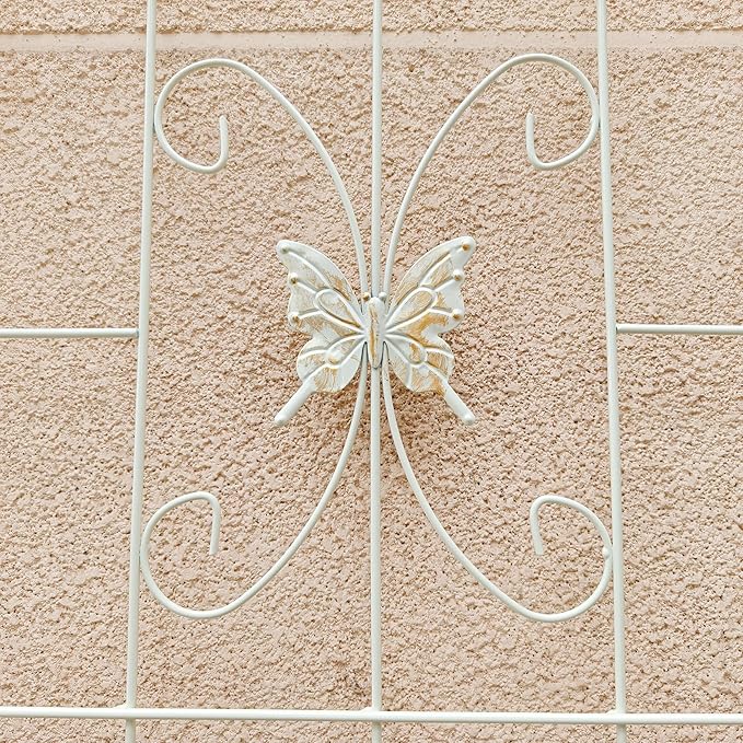 4 Pack Large Garden Trellis 86.7 H x 19.7 W Heavy Duty Rustproof White Iron Plant Trellis for Potted Plant Support Metal Climbing Rose Trellis Vine Vegetable Cucumber