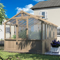 VEIKOU 8x14 FT Greenhouses for Outdoors Walk-in Wooden Greenhouse with Cedar Frame &amp Adjustable Vents Garden Green House with 6MM Thick Polycarbonate Panel for Outside Backyard Light Brown Moc