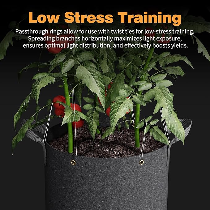Self-Watering Grow Bags 5-Pack 7 Gallon 420G Thick Nonwoven Fabric Pots with Reinforced Handles and Multi-Purpose Rings for Low Stress Plant Training Fruits Vegetablesand Flowers