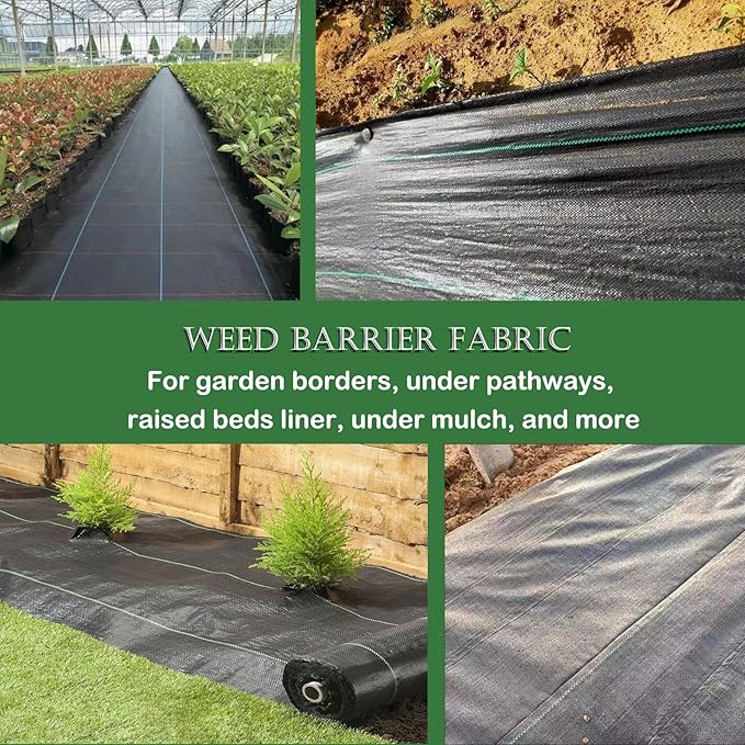 Landscape Weed Barrier Fabric Woven - 4 x 150 FT Heavy Duty Weed Block Planting Cover Fabric Garden Bed Ground Cover for Gardening Agriculture
