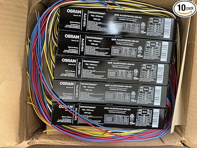 SYLVANIA 10 Pieces 75314 QHE 4xLEDT8/UNV-ISN-SC 4 Lamp Universal Voltage LED Driver for T8 Lamp