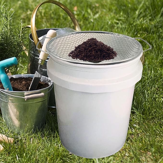 2PCS Soil Sifter for Gardening Rock Sifter for 5gallon Bucket Dirt Sifter Compost Sifter Sifter for Gravel Sawdust Vermicompost 3mm 6mm Soil Sifter with Handle