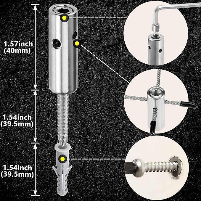 Wire Trellis for Climbing Plants Outdoor 30-Set Wall Wire Trellis Kit with 1/8in x 150ft Stainless Steel Cable T316 Cylindrical Espalier System for Fence and Garden DIY Projects