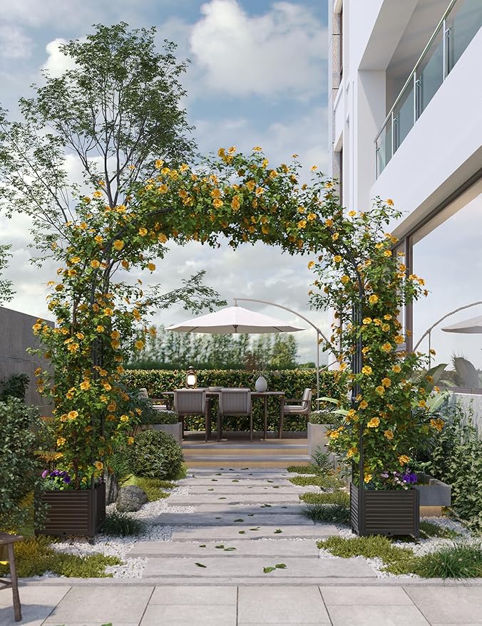 Span 70.9 Garden Arch Trellis for Climbing PlantsMetal Arch Frame Outdoor Garden Arbors and Arches for Halloween Christmas Birthday Party Baby Shower Decoration