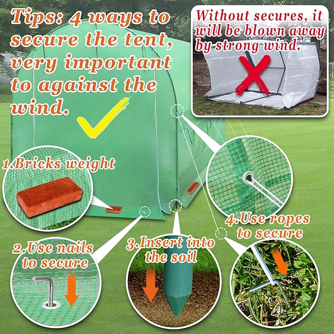 Strong Camel Portable Greenhouse Cover Larger Walk in Greenhouse Replacement Cover Top(12'X7'X7' (Cover Only))