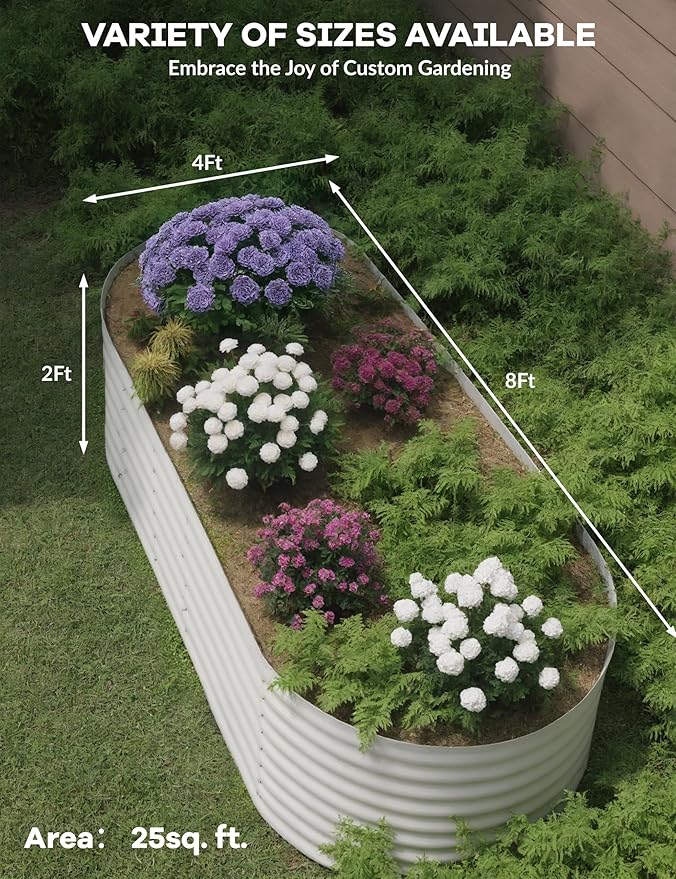 Galvanized Raised Garden Bed - 18/24In Tall Metal Planter Box for Vegetables Flowers Herbs Rust-Resistant Outdoor Garden Box Easy Assembly Raised Beds for Gardening 8x4x2ft