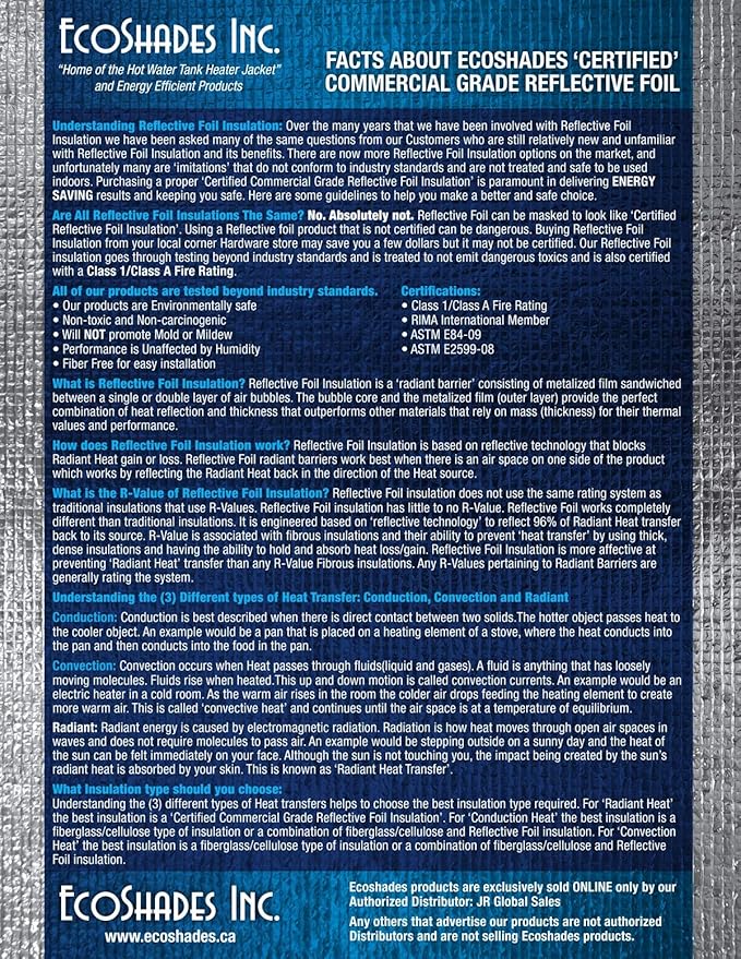 RADIATOR COMMERCIAL GRADE REFLECTIVE FOIL HEAT REFLECTOR(16' X 2')-DOUBLE THICK 7.95mm CERTIFIED AND TESTED FOR CUSTOMER SAFETY. DOES NOT EMIT DANGEROUS TOXINS WHEN HEATED. SAVES ENERGY!!!!!