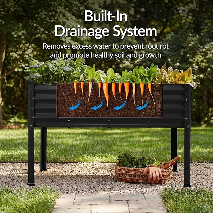 Best Choice Products 48x24x30in Galvanized Raised Garden Bed Metal Elevated Planter Box Vegetable Garden for Backyard Patio Balcony - Black