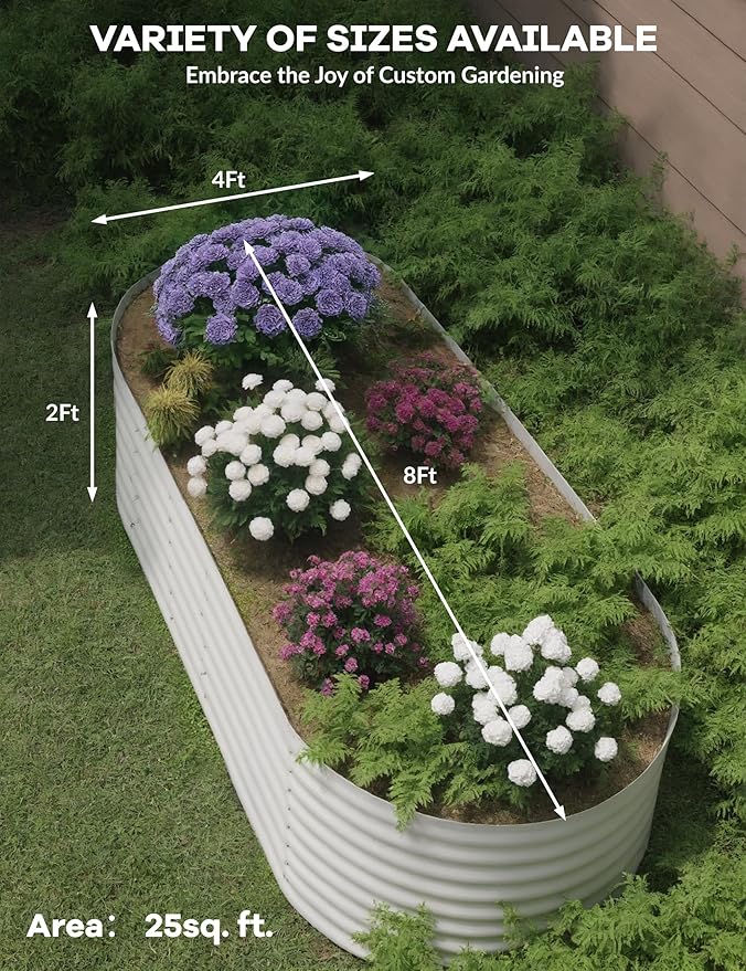 Galvanized Raised Garden Bed - 18/24In Tall Metal Planter Box for Vegetables Flowers Herbs Rust-Resistant Outdoor Garden Box Easy Assembly Raised Beds for Gardening 8x4x2ft