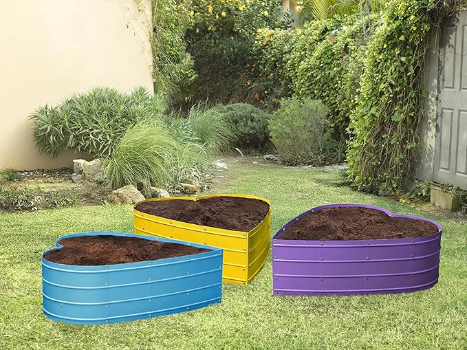 Plant &amp Plot Galvanized Raised Garden Beds Outdoor // Planter Raised Beds for Gardening Vegetables Flowers // Large Metal Garden Box (Teal) // Patent Pending Tool-Free Assembly