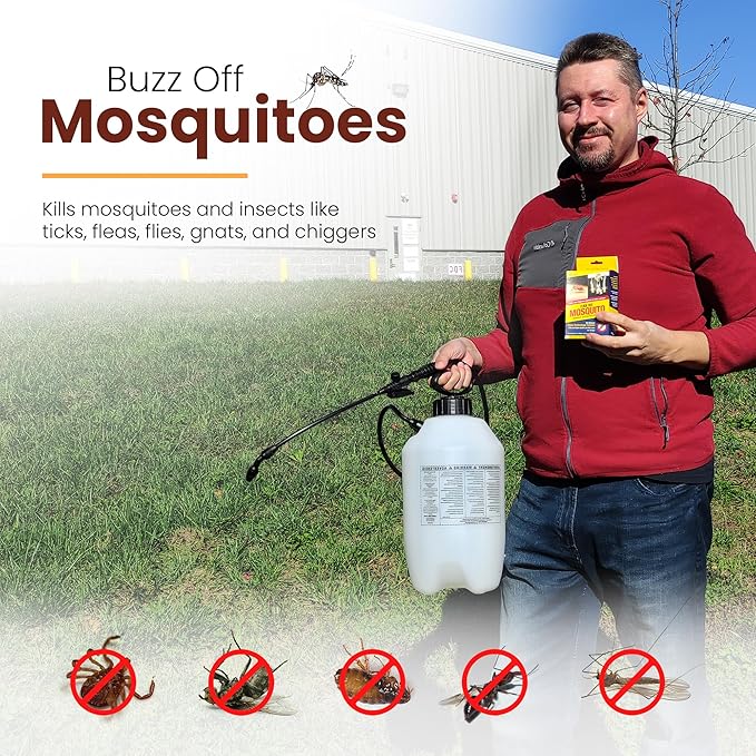 Natural Mosquito Control Spray Concentrate Repels Mosquitoes Ticks Fleas Flies Gnats and Chiggers Away. Makes up to 4 Gallons! (4oz Concentrate)