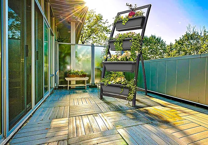 Outland Living 6-Ft Raised Garden Bed - Vertical Garden Freestanding Elevated Planter with 4 Container Boxes - Good for Patio or Balcony Indoor and Outdoor - Perfect to Grow Vegetables Herbs Flowers