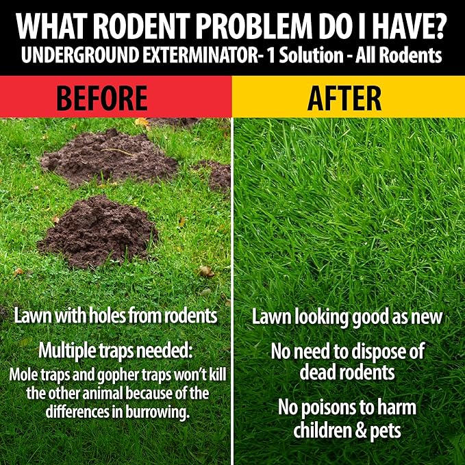 Underground Exterminator Pest Control Reusable Exhaust Pipe Attachment- Exterminates Gophers Moles Skunks Voles and All Outdoor Underground Pests Humanely with Exhaust from Cars