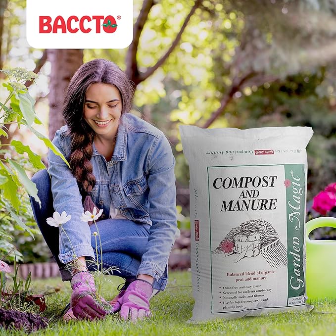 Michigan Peat 4-Pack Compost and Manure Blend Garden Magic Mix w/Odor-Free Blend 40 Lbs - Outdoor Lawn and Gardening Mixture with Nutrients and Minerals for Soil Potting and Planting