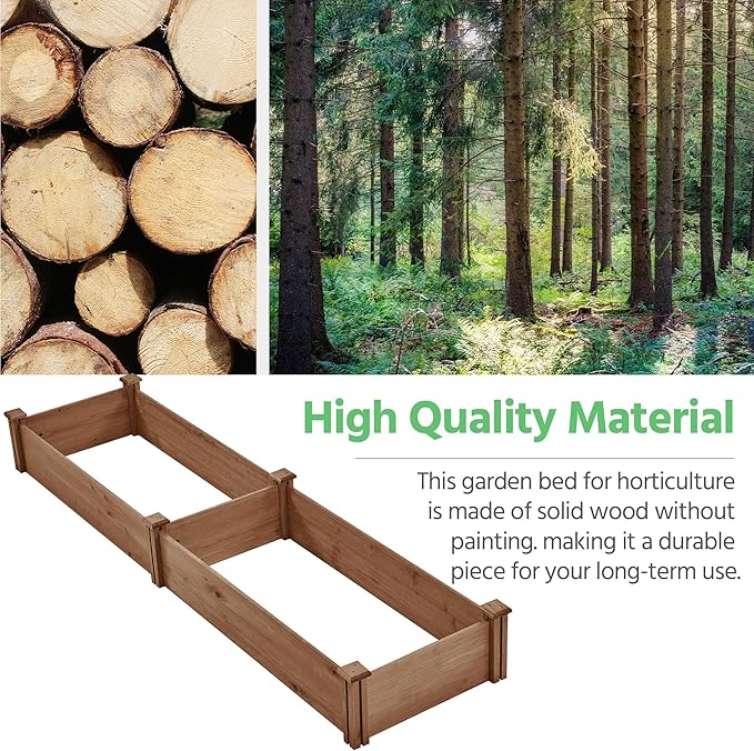 Yaheetech 8x2ft Wooden Horticulture Raised Garden Bed Divisible Elevated Planting Planter Box for Flowers/Vegetables in Backyard/Patio Outdoor Dark Brown 95 x 25 x 11in