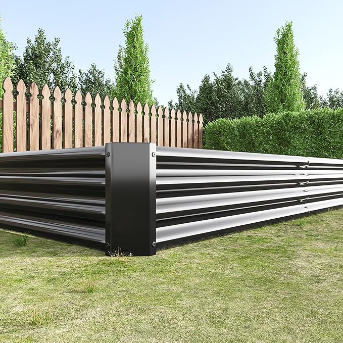 Raised Garden Bed Kit Metal Raised Bed 7.6x3.7x0.98ft for Flower Vegetables Herbs Succulents Black 27 cu. ft. Capacity