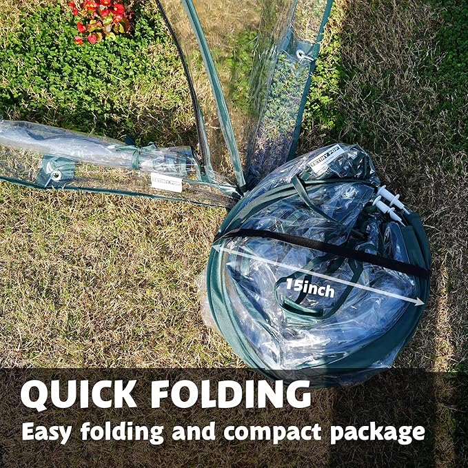 2pcs Quick Set up Mini Greenhouse Portable Small PVC Cover for Garden Flower and Flowerpot Cold Frost Protector Portable Carry Bag with 8 Stakes (PVC (28 L x 28 W x 32 H))