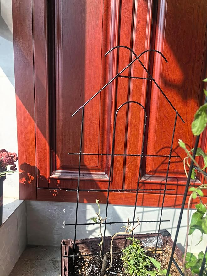 ARIFARO 32 Metal Garden Trellis for Climbing Plants 4 Pack Plant Trellis for Potted Plants Indoor Outdoor Black Trellis for Vines Flowers Cucumbers 13.4 Wide