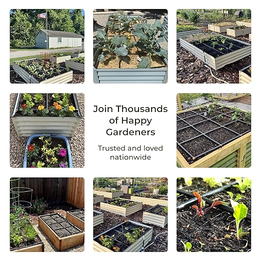 Garden Grid Watering System | Square Foot Gardening Grid &amp Irrigation in One | Pre-Assembled Watering Grid and Square Foot Garden Style Planting Template | USA-Made Quality | Size: 4x6 – Dims: 44