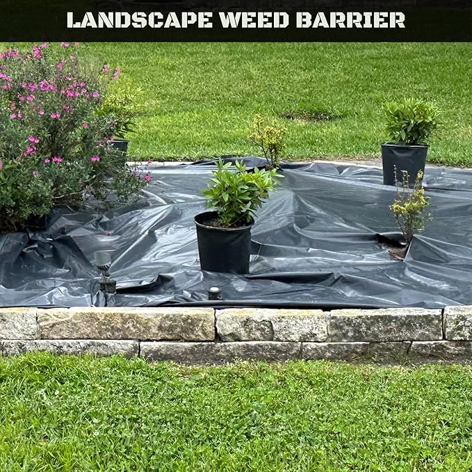 Plastic Sheeting 4 MIL Black (10x100) Roll for Tarp Garden Painters Drop Cloth Plastic Mulch Weed Barrier Underlayment Concrete Curing Moisture Vapor Construction Film Lumber Ground Cover