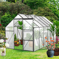 KEIKI 6x12 FT Polycarbonate Greenhouse with Aluminum FrameRaised Base and Roof VentWalk-in Greenhouses for Patio Garden