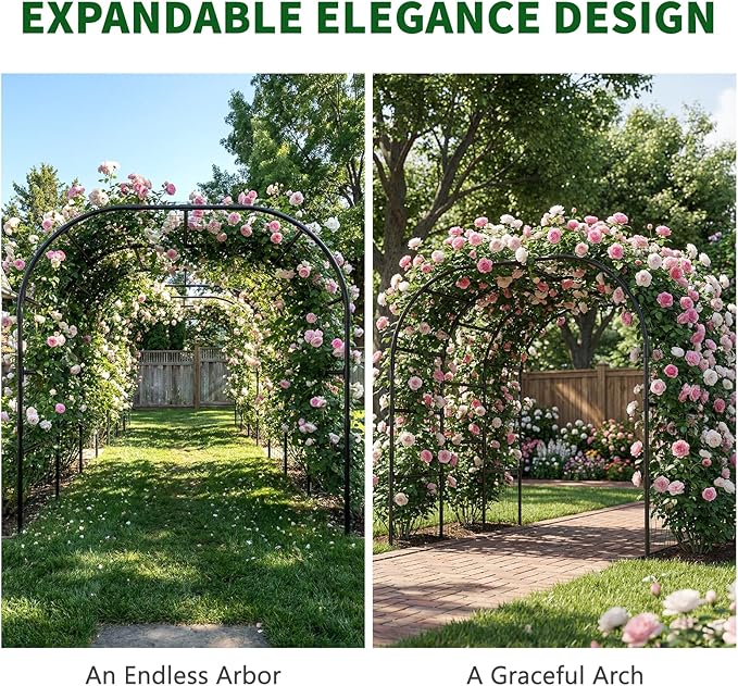 Tall Garden Arch Trellis for Climbing Plants 88in Tall Metal Plant Support Trellis Archway for Climbing Plant Vegetables Cucumber Outdoor Yard Lawn Garden Arch Tunnel Trellis