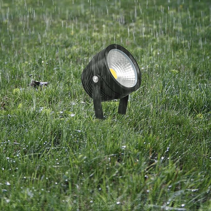 Kiven IP65 Waterproof LED Landscape Clamp Light Black Decorative Spotlight with Plug-in Cord and Timer for Indoor Outdoor Yard Step Statue LED Lawn Light (5W Yellow Light)