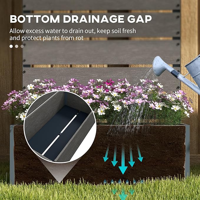 Vertical Garden Planter with Built-in Trellis 28.25”H Raised Bed for Climbing Plants Freestanding Planter Box with Drainage for Patio Deck Balcony Gray