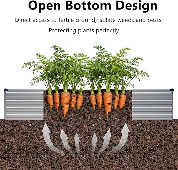 12x2x1 ft(2 Pack) Galvanized Raised Garden BedOutdoor Planter Box Metal Patio Kit Planting Bed for Vegetables Flowers and SucculentsSilver