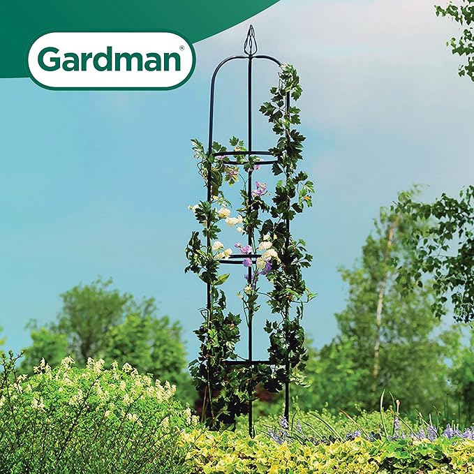 Gardman Decorative Easy Garden Obelisk R07701 Climbing Plant Metal Support. 75 Height x 13 Diameter Black